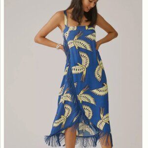 Farm Rio x Anthropologie Fringe Hem Wrap Midi Dress